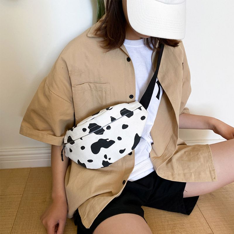 Kvinder ko print talje fanny pack bælte pose rejse hofte bum skulder taske pung taske