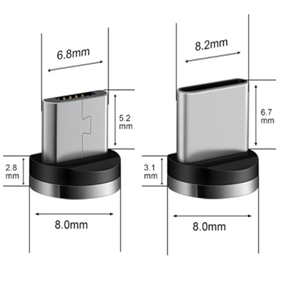 5 Teile/satz Ladekabel Adapter Micro-USB/Typ-C 360 Grad Rotation Magnet Tipps #734