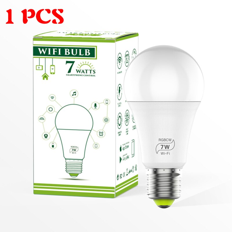 1/2/3/4/5/6/7/8/10pcs Smart WiFi Bulb LED Light 7W RGB Magic Light Bulbs Lights Compatible with Alexa Google Smart Home: 1 PCS