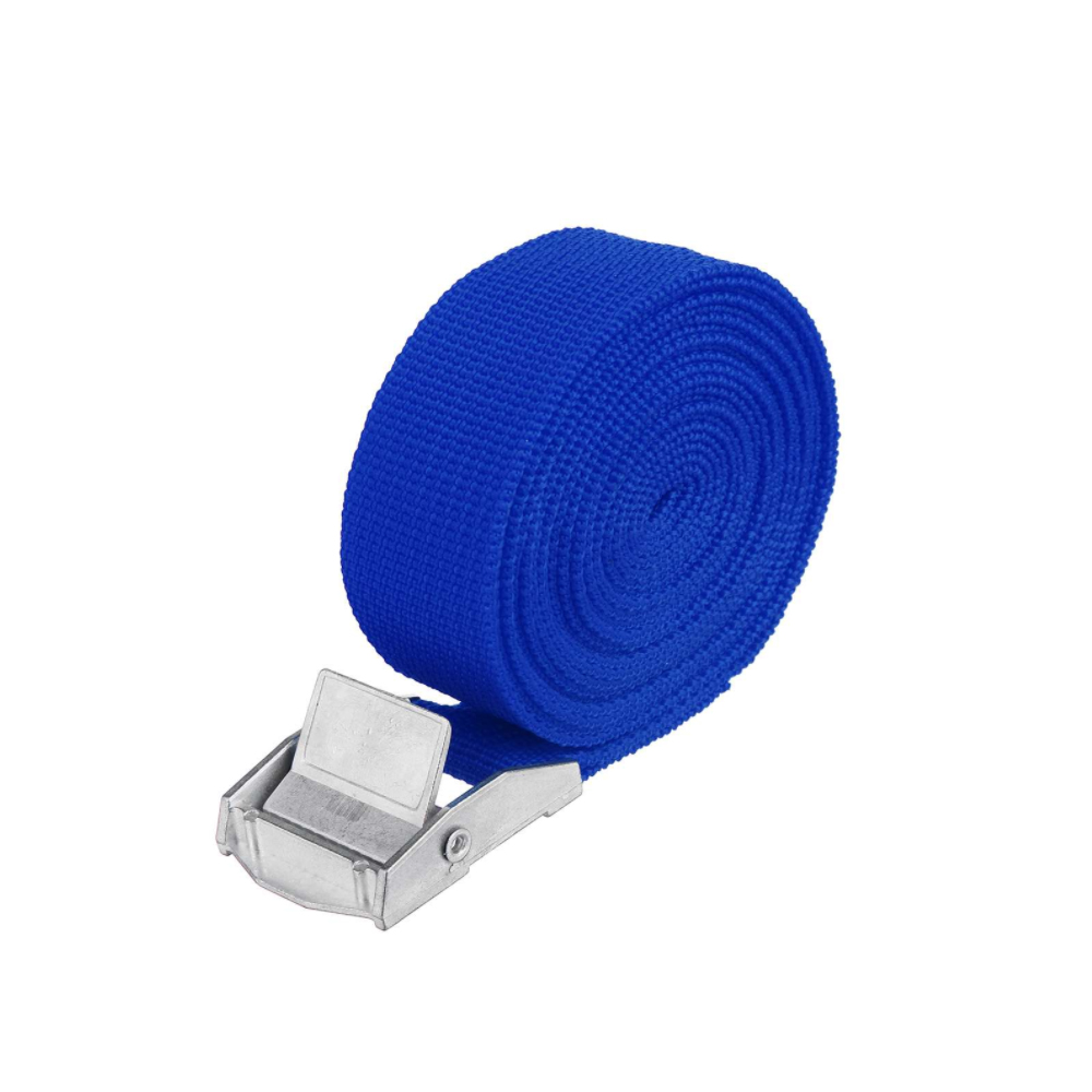 1pc 2.5cm*2.5m Car Load Lashing Strap Luggage Bag Belt Tie Down Metal Strap Cargo Buckle Includes Quick-release Thumb Button: Blue