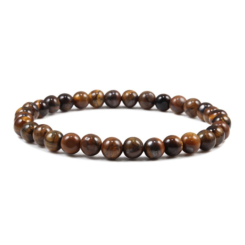 Trendy 6Mm Zwart Wit Kralen Armbanden Natuurlijke Lava Steen Tijgeroog Turkoois Classic Elasticiteit Bangles Voor Vrouwen Mannen Sieraden: Tiger eye