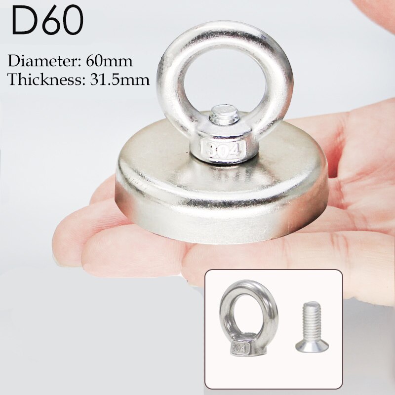 Super Powerful Hole Circular Ring Salvage Magnet Permanent Neodymium Hook Magnet Deap Sea Salvage Equipments D36mm 29kg D32: G259196