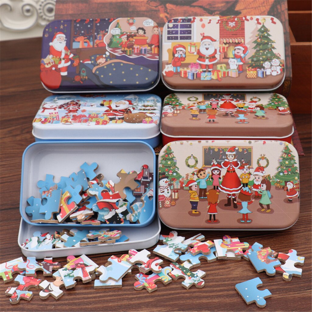 60 Stuks Van Kinderen Handgemaakte Kerstman Puzzel Puzzel Houten Kleuterschool Puzzels Voor Kinderen Educatief Speelgoed Delige Puzzels