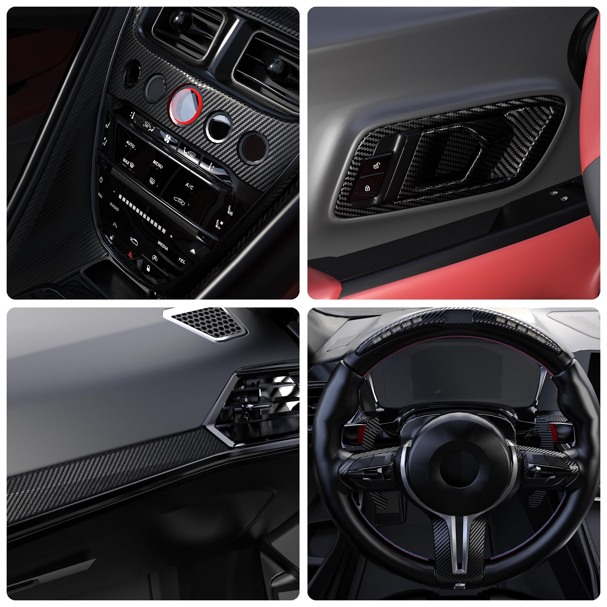 1-10m Autocollant de bande 3D voiture en fibre carbone, pâte miroir porte, protection bricolage, film adhésif étanche adhésifs Adhésive Nano pour Rétroviseur et Protecteur Imperméable DIY