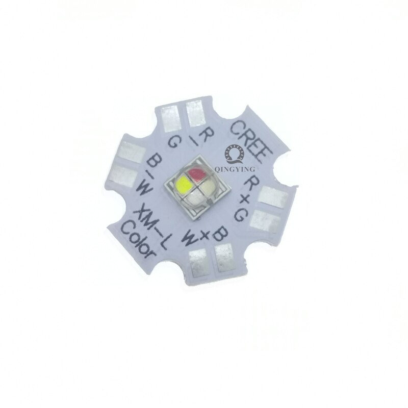 5Pcs 10W Cree Xlamp Xm-L Xml Rgbw Rgb Wit Of Rgb Warm Witte Kleur High Power Led Emitter 4 Chip Met 20Mm Ster Pcb Heatsink: XML-RGBW