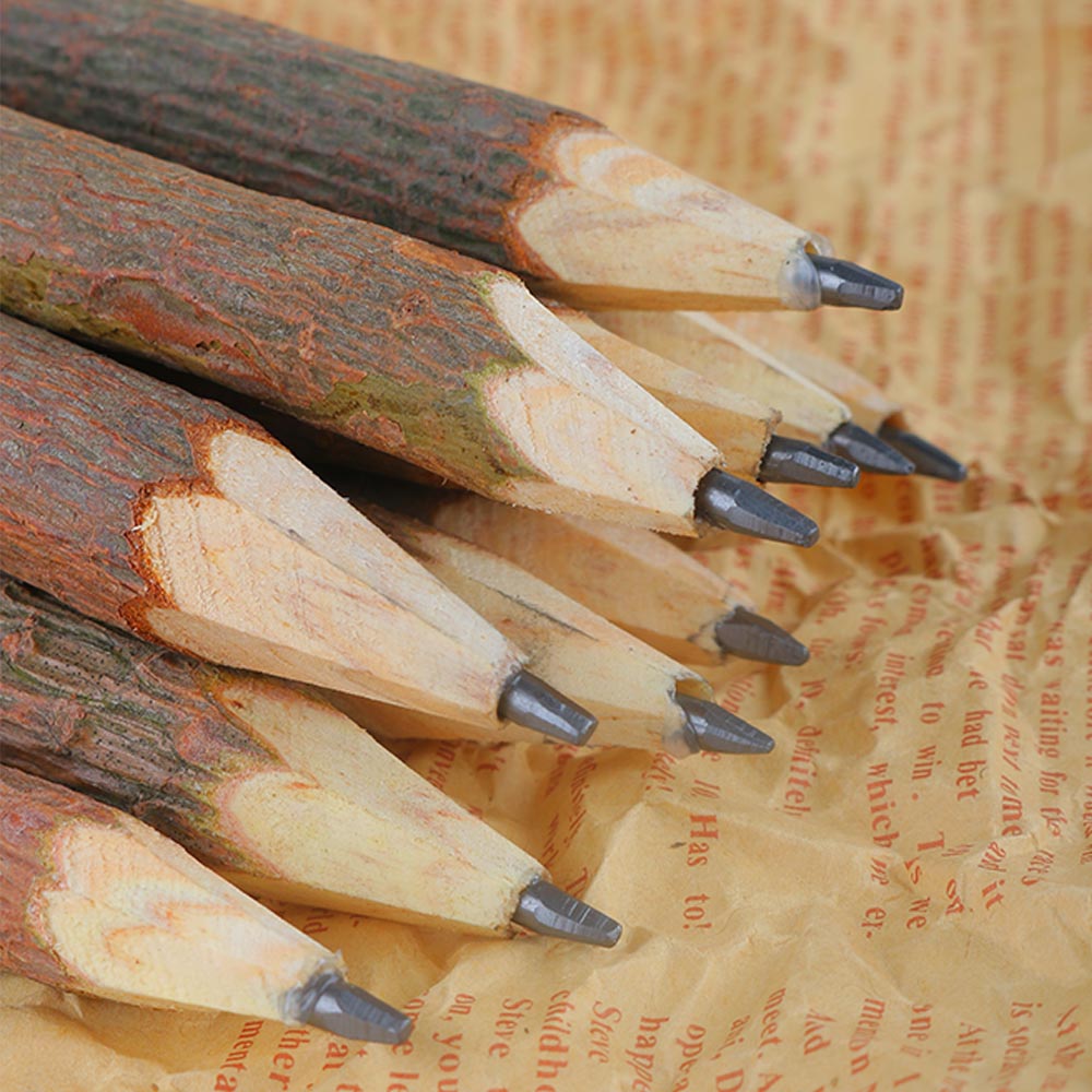 5Pcs/Pack Wooden Pencil Graphite Branch and Twig Crafts Writing Tool Drawing Painting Pen School Stationery Office Supplies