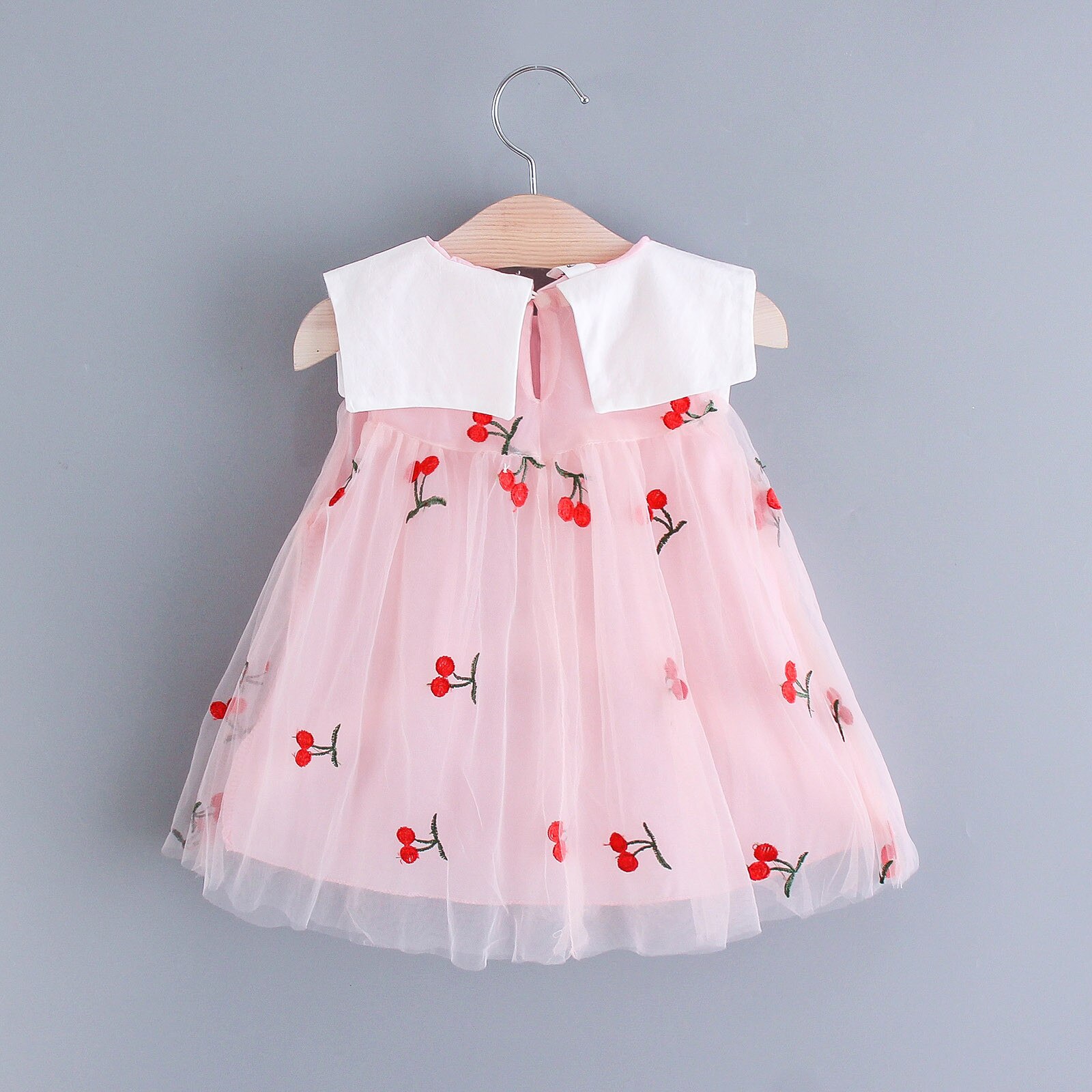 Pasgeboren Meisje Prinses Jurk Zomer Baby Mouwloze Fruit Borduren Tulle Bloemen Jurk Kleding 6M-3T Baby Kawaii party Dress