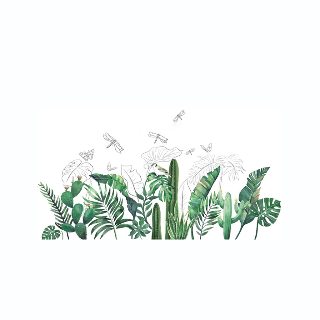 Hojas de plantas tropicales, pegatinas de pared, decoración del hogar, habitación de los niños, pegatinas de plantas verdes