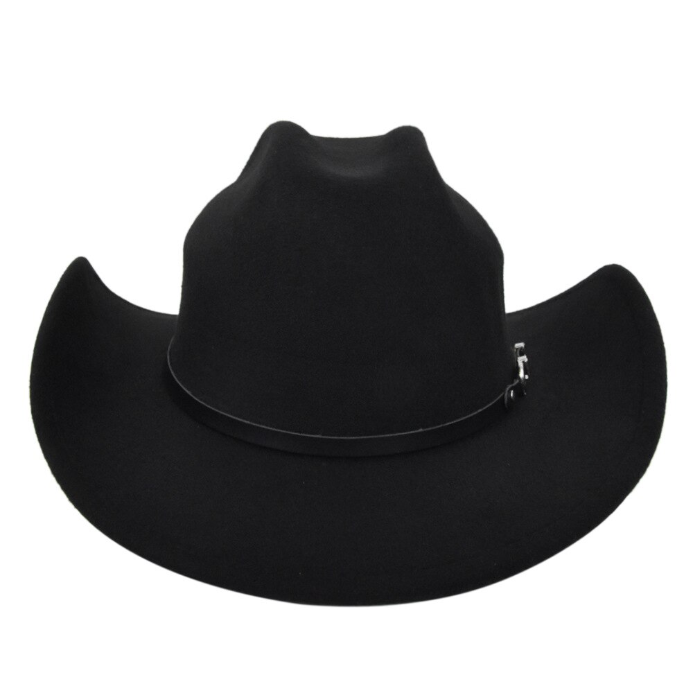 style cowboy hat top hat retro black woolen jazz hat flat brim big brim hat: M1