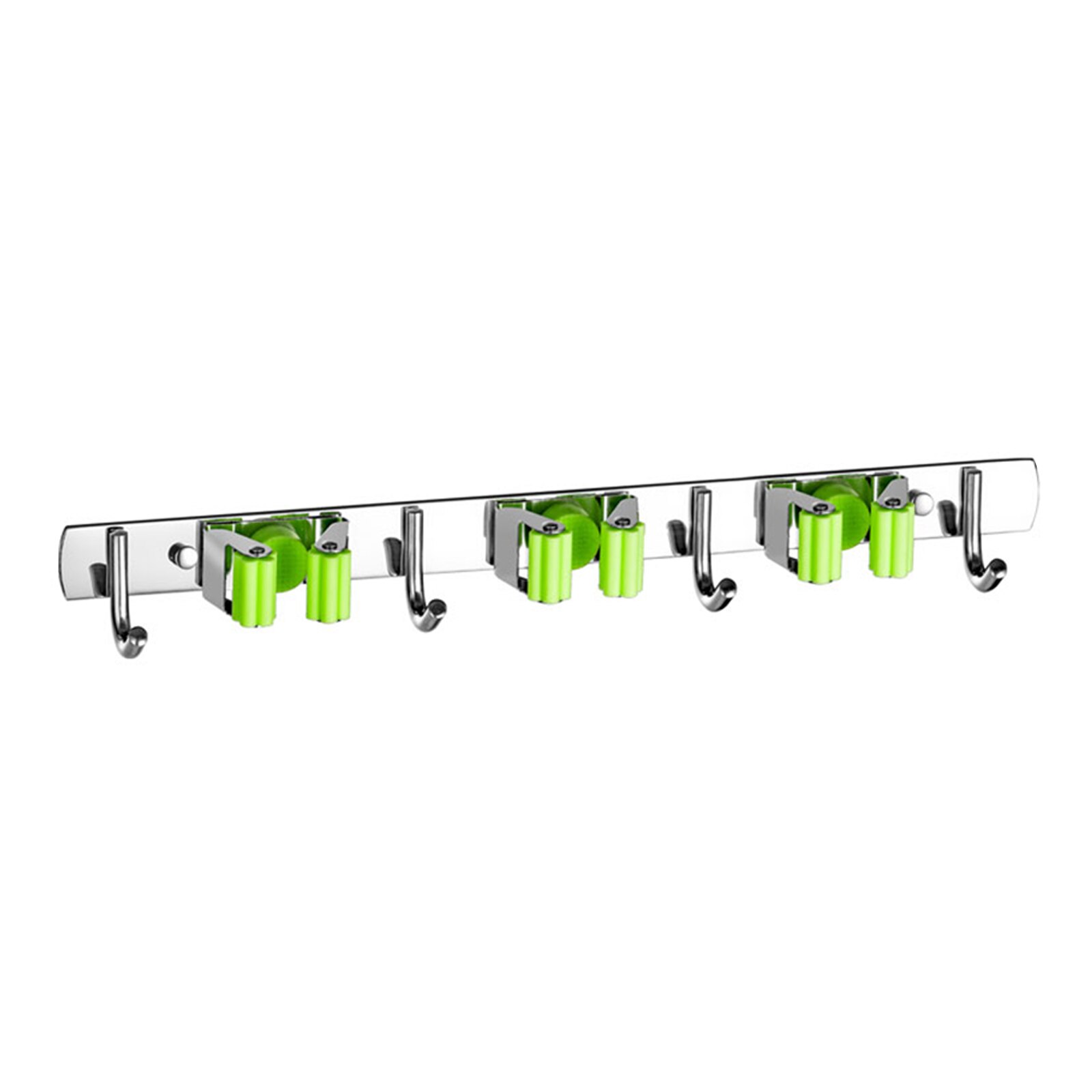 Bezem Houder Zware Praktische Clip Mop Organizer Wall Mount Haak Roestvrij Staal Opslag Ruimtebesparend Hanger Multifunctionele: green 4