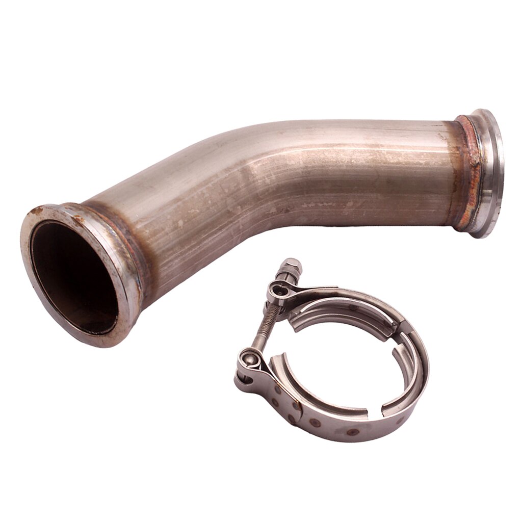 45 Degree V-Band Pipe Turbo Exhaust Downpipe with 2.5" V band Flanges Clamp