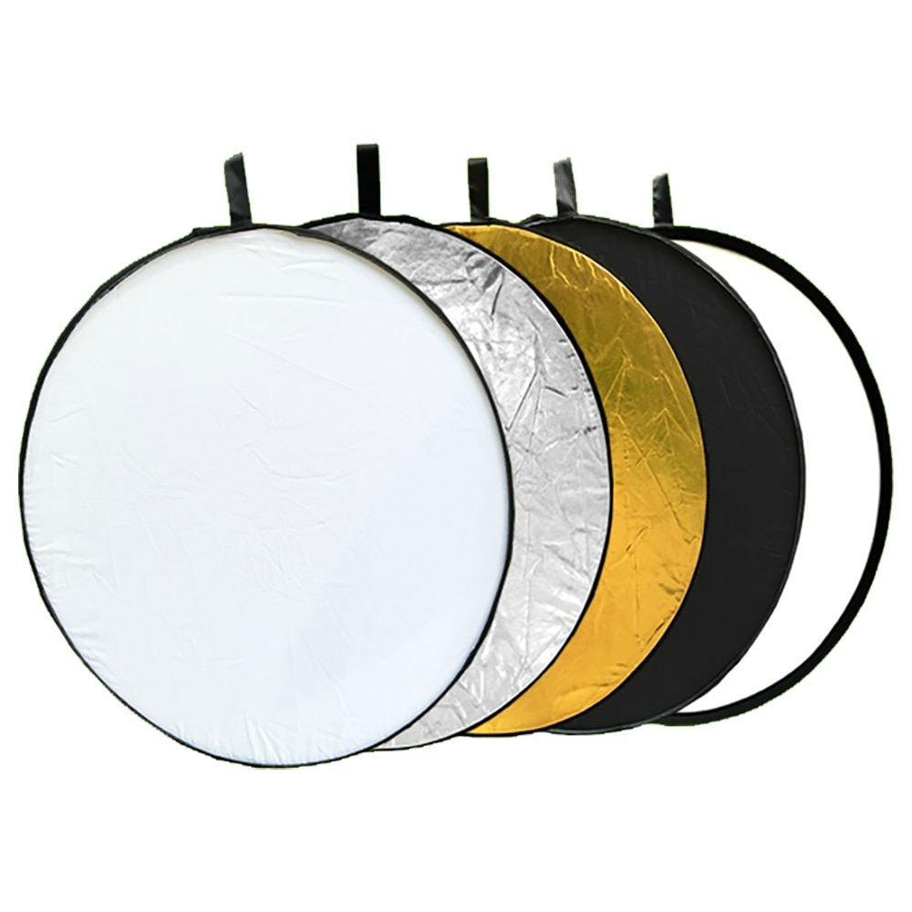 24 "60 cm 5 in 1 Reflector Inklapbare Ronde Draagbare Goud Zilver Opvouwbare Disc voor Foto Studio Fotografie Soft licht Diffuers