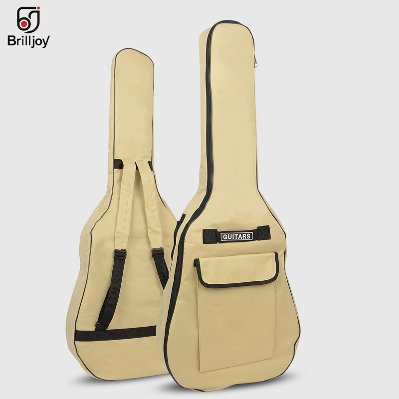 Brilljoy 40/41 Inch Oxford Fabric Acoustic Guitar Gig Bag Soft Case Double Shoulder Straps Padded Guitar Waterproof Backpack: Guitar Bag Beige