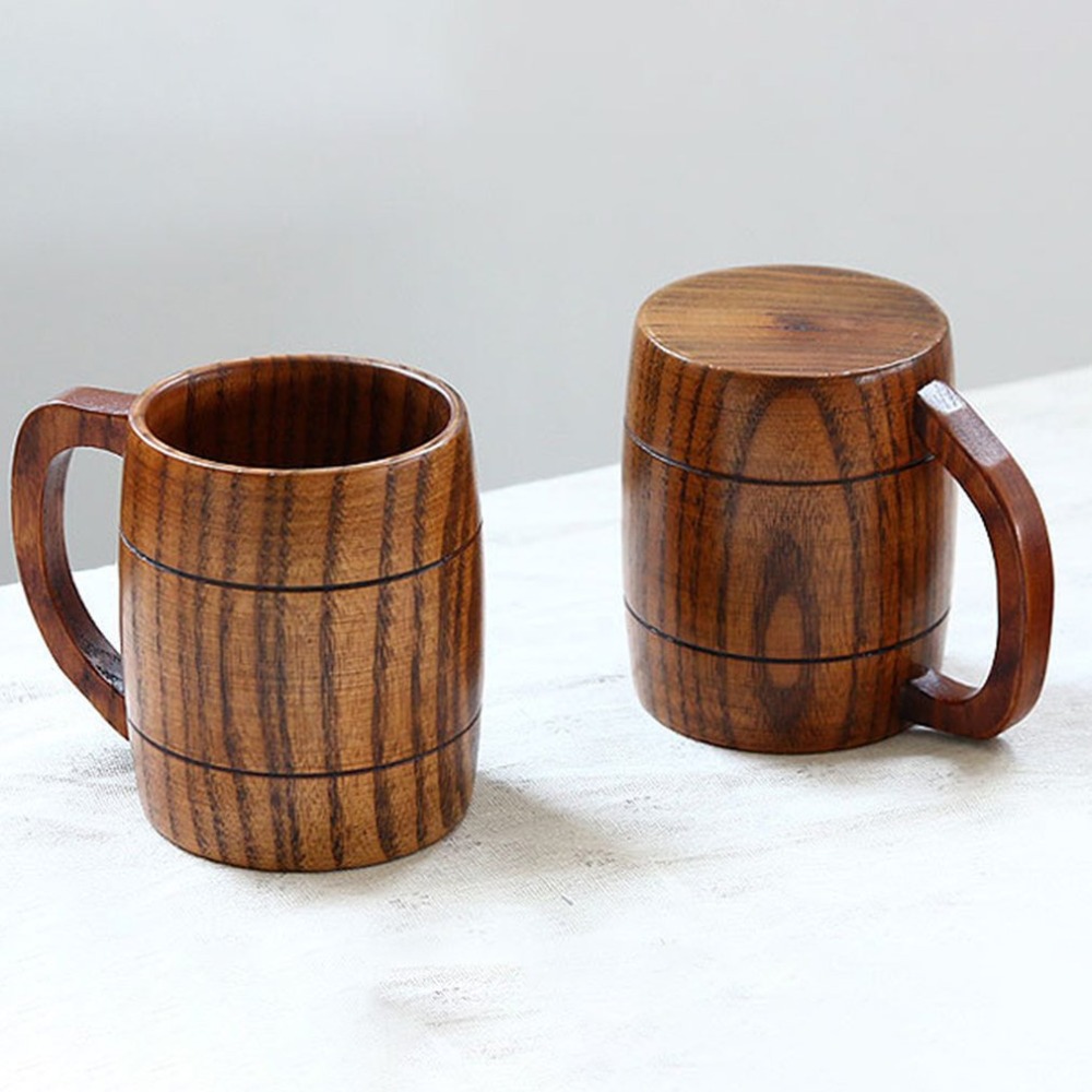 Handgemaakte Massief Koffie Mok Bier Mok Met Handvat Zuiver Koper Moskou Muilezel Mokken Met Grote Capaciteit Houten Cup Drinkwares