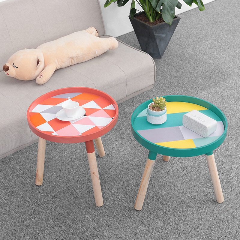 Nordisk frisk mini sofabord cafe træ lavt lille bord stue borde kaffe sideborde møbler rundt bord