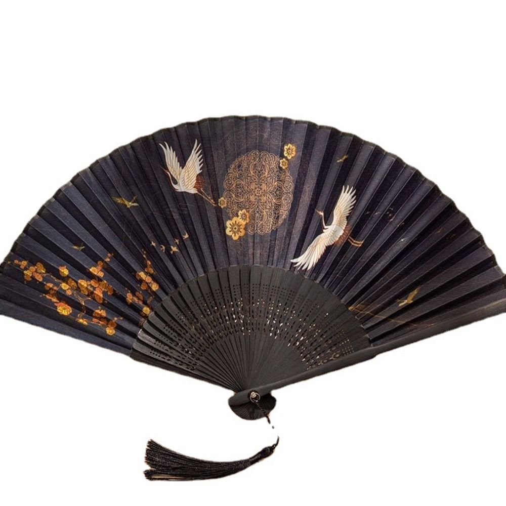 Mooie zomer opvouwbare ventilator handheld met kwastje handheld kwastje ventilator opvouwbare zijden doek bruiloftsfeest: Default Title