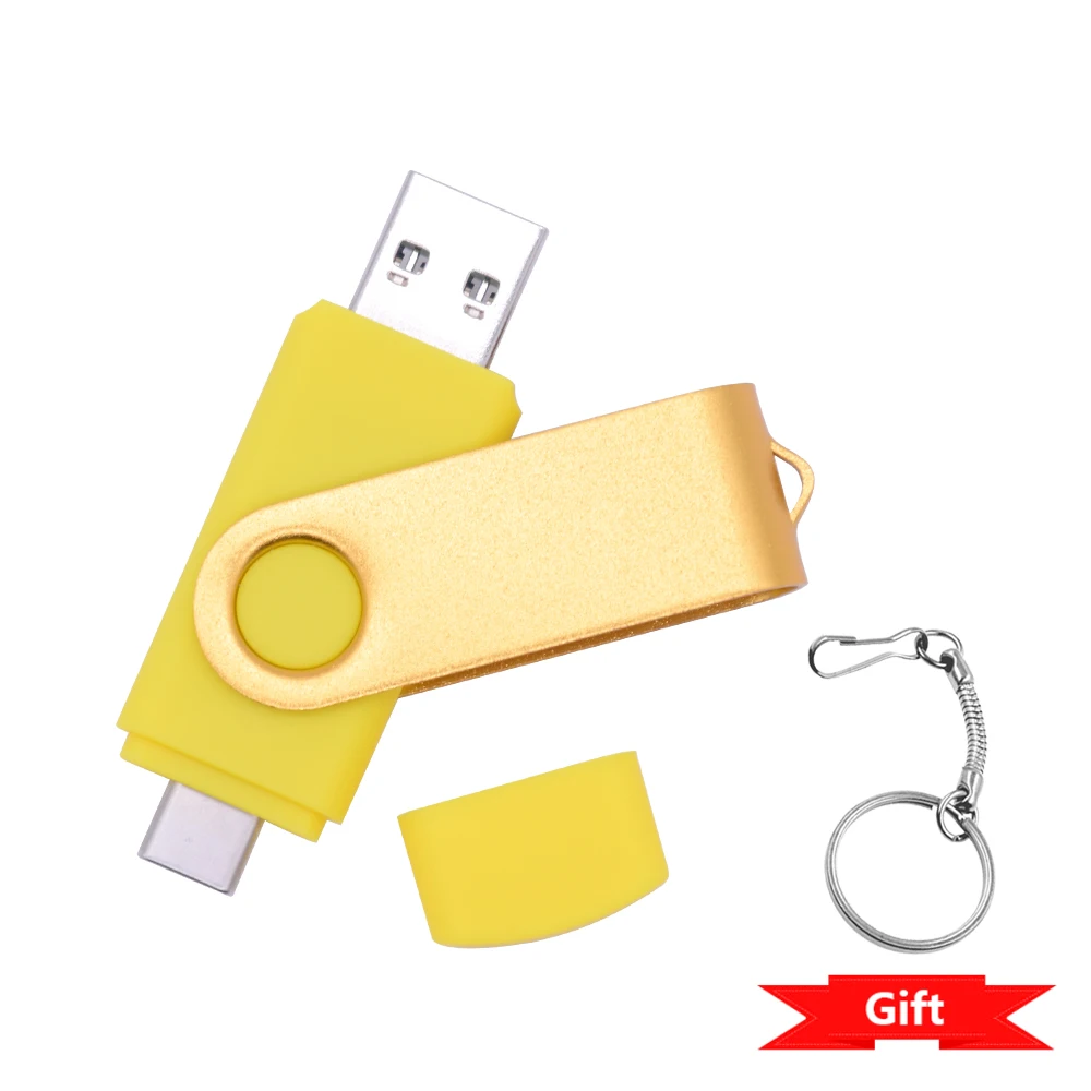 Unidad flash USB giratoria 128GB 32GB 16GB Pen Drive 256GB Pendrive 64GB 4G OTG 2 en 1 Memoria Usb Stick Tipo C Usb 2.0: Gris / 4 GB