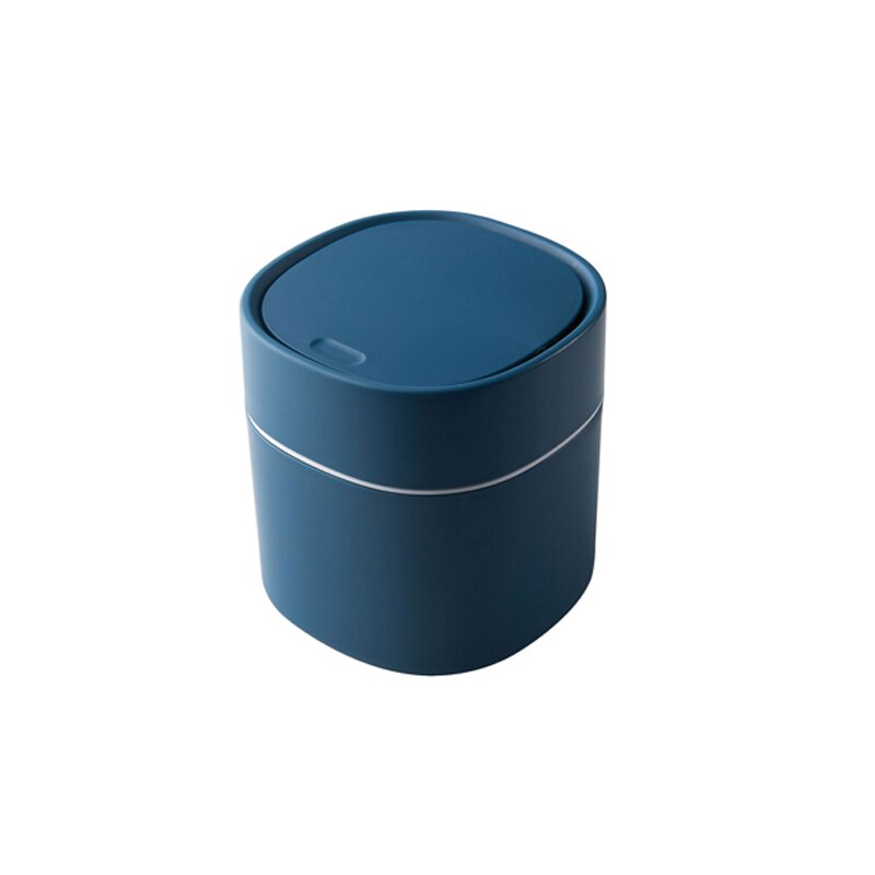 mini trash can bin dump desktop garbage plastic bucket table Food residue processor Household goodsbedroom office accessories: blue-pressing type