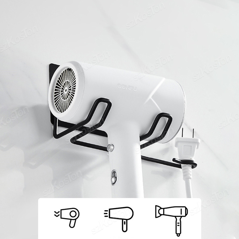 Soporte para secador de pelo, soporte para secador de pelo montado en la pared, accesorios de baño, estante de almacenamiento autoadhesivo para el hogar, accesorios de baño