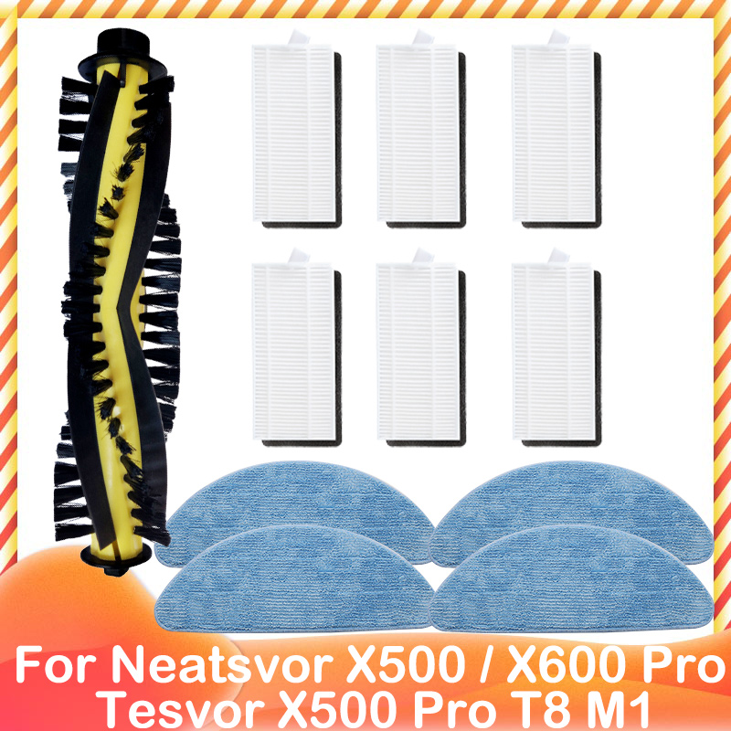 For Neatsvor X520 X500 Tesvor X500 Pro T8 M1 Ikhos Create NetBot S15 S14 Hepa Filter Mop Cloth Main Side Brush: Clear