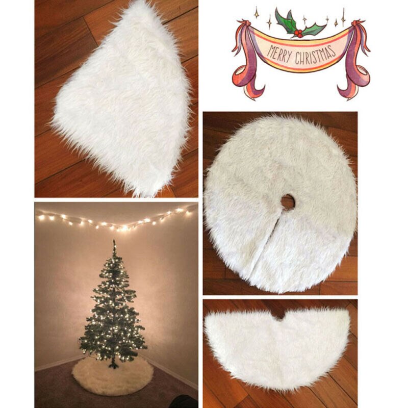 78cm juletræsneder gulvmåtteovertræk blødt plys tæppe xmas party decors lang plys sne flage juletræ nederdel gulvmåtte