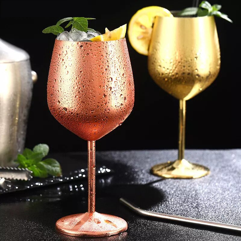 Verre à vin en acier inoxydable, gobelet à jus, à Champagne, pour Cocktail, à whisky, paquet de 3, 500Ml