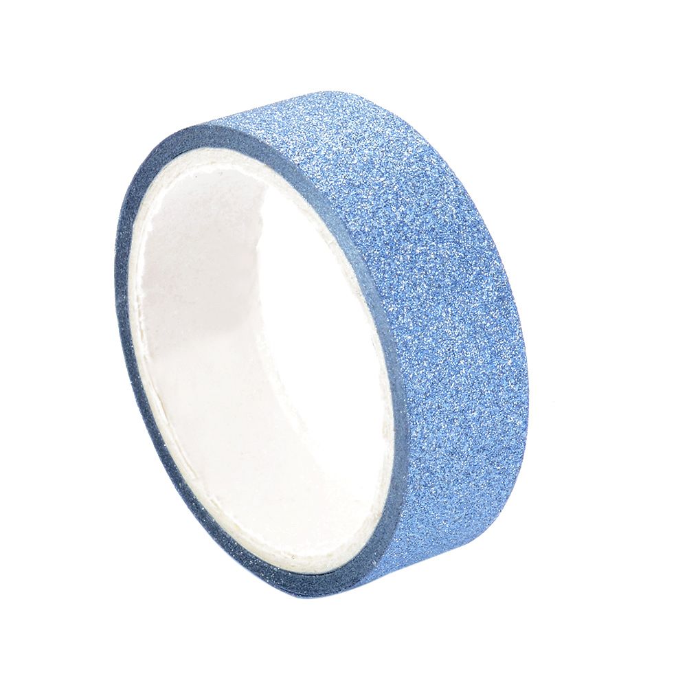 Ensemble de rubans adhésifs Washi à paillettes de 15mm * 5m, papeterie japonaise, rubans adhésifs décoratifs pour Scrapbooking, Kawai Adesiva: blue