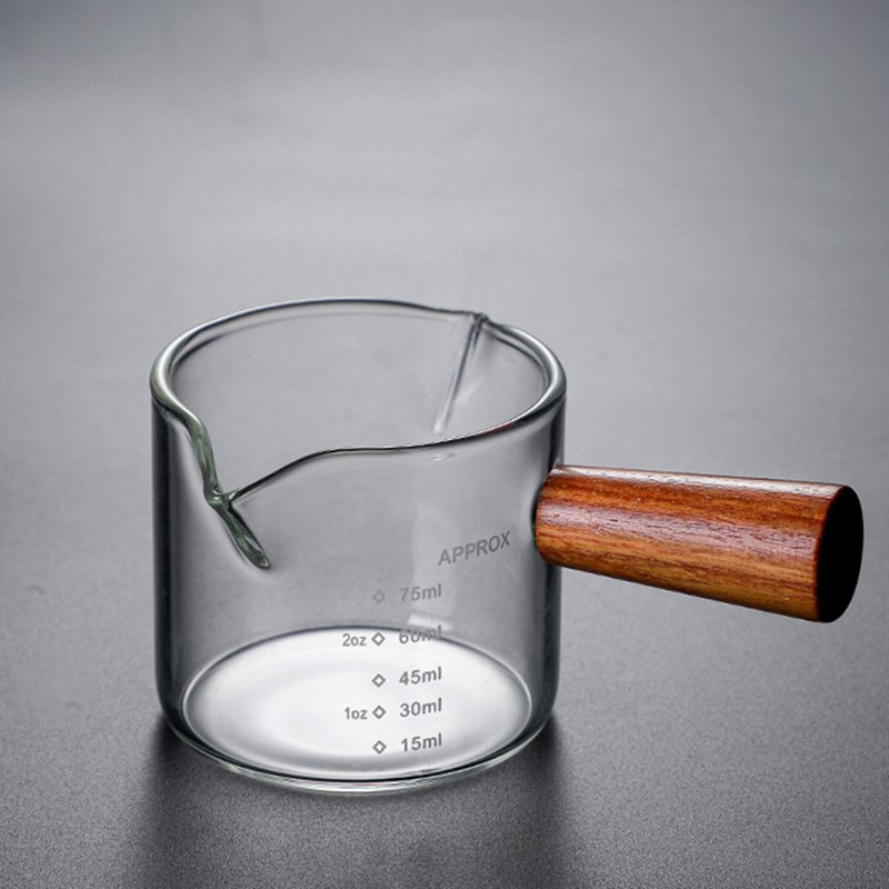 Houten Handvat Glas Espresso Maatbeker Dubbele/Enkele Mond Melkkannetje Hittebestendig Koffie Borrelglas Schaal Maatregel Mokken