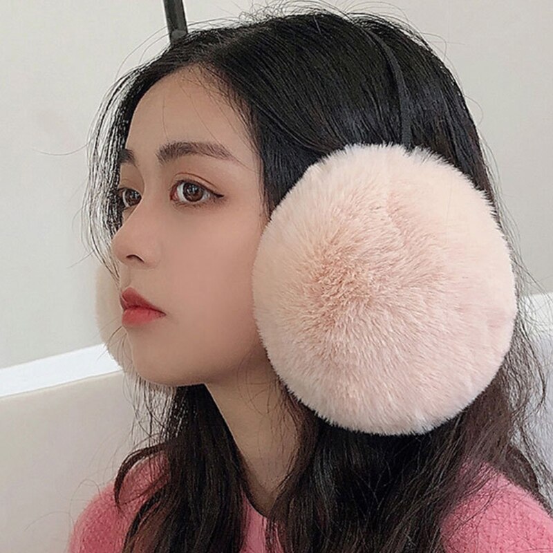 Korean Women Men Unisex Winter Thicken Fluffy Plush Earmuffs Headband Simple Solid Color Adjustable Ear Covers Warmers Hair Hoop