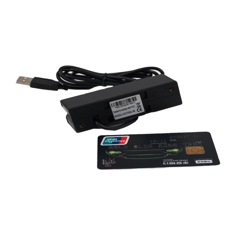 Mini Size Track 1/2/3 Small Magnetic Stripe Card Reader USB ATM 3.5MM Encoder Swipe Machine HCC750