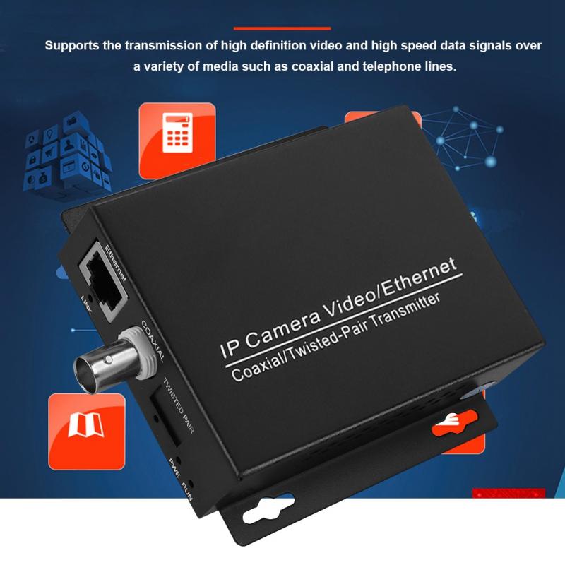Anpwoo 1Pair Ethernet IP Extender Over Coax HD Network Kit EoC Coaxial Cable Transmission Extender for Security CCTV Cameras