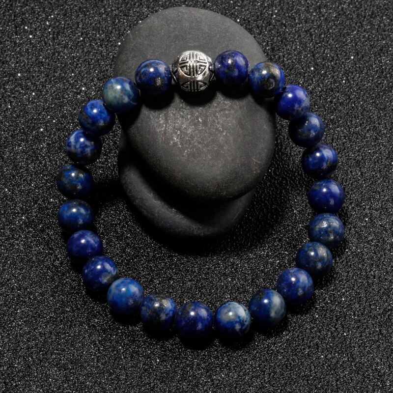 Lan Li natural 8mm lapis lazuli Bracelet men's and women's energy Charm Bracelet Jewelry