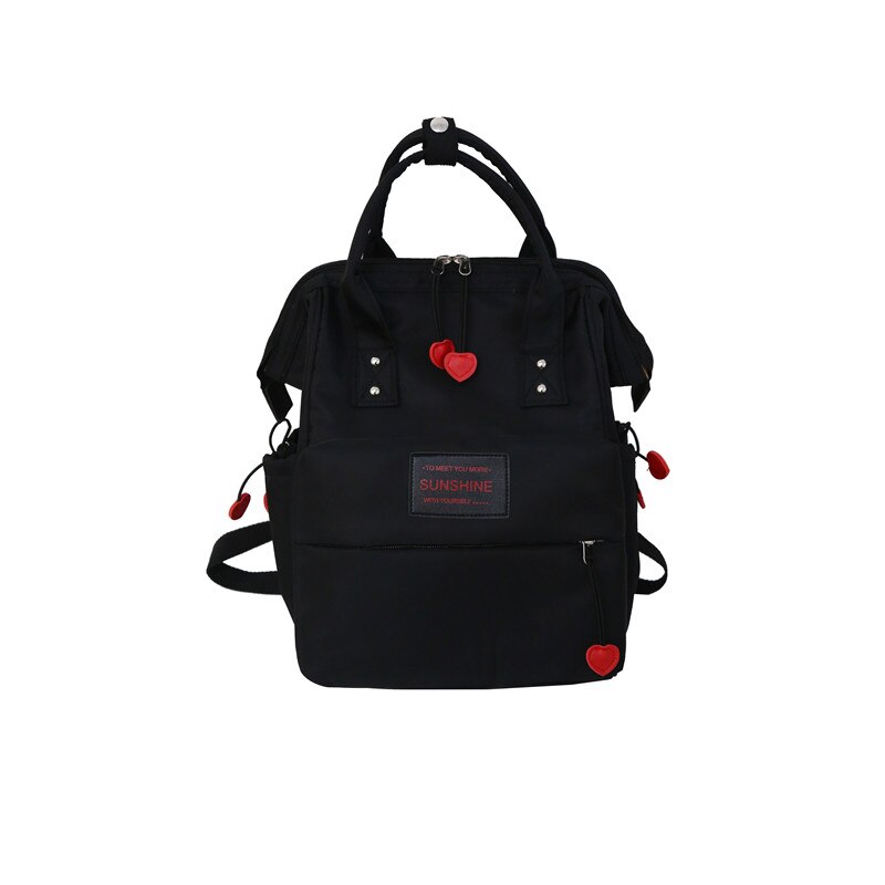 Nylon rugzak dames casual rugzakken dames hoge capaciteit terug naar school tas tienermeisjes reizen studenten mochila bolsa: Zwart