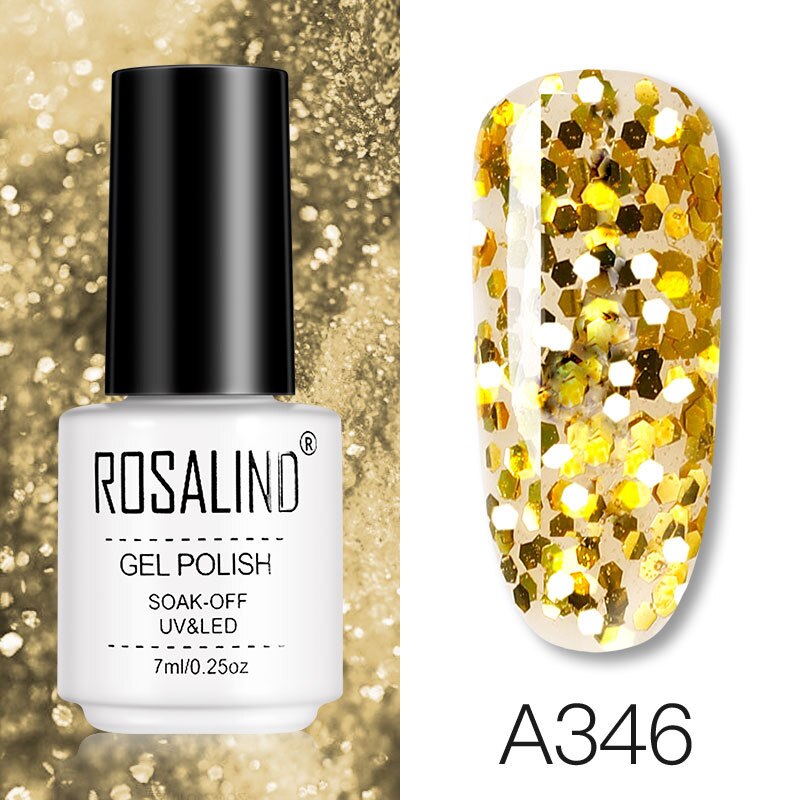 Nagellak Uv & Led Gel Polish Soak Off Nail Art Glitter Goud Kleur Nagellak Vrouwen Nail Beauty Gouden Uv gel Lak: 346