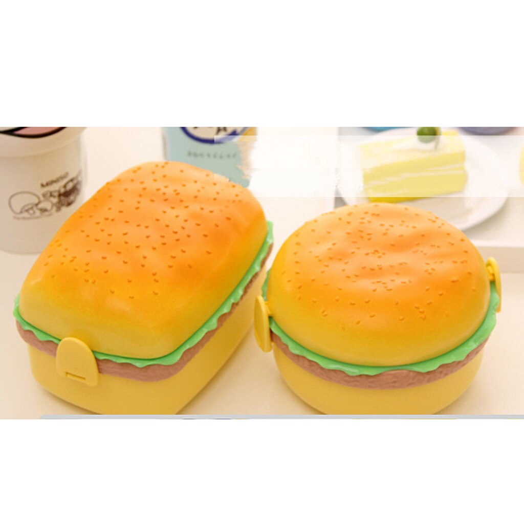 Hamburger Lunchbox Kid Bento Box Voedsel Container Creatieve Burger Kinderen Lunch Box Voedsel Container Opslag Met Kinderen Vork