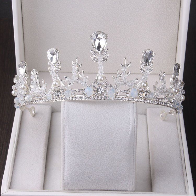 Folhas de luxo Contas de Cristal Conjunto De Jóias de Noiva Strass Coroa Tiara Colar Brincos Set Casamentos Beads Africanos Conjuntos de Jóias