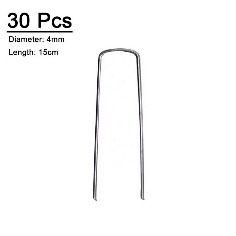 Garden Peg Metal Silver U Shape Garden Ground Film Fixed Pegs Gardening Fixing Tools Film Peg: 4mm x 15 cm30pcs