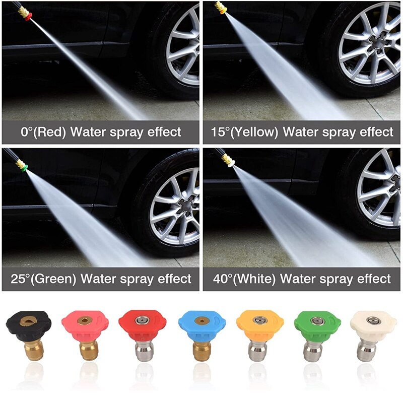 Pressure Washer Tips Set Of 7 With Nozzle Holder, Power Washer Nozzle Tips For Foam Cannon, 1/4 Inch Quick Connect