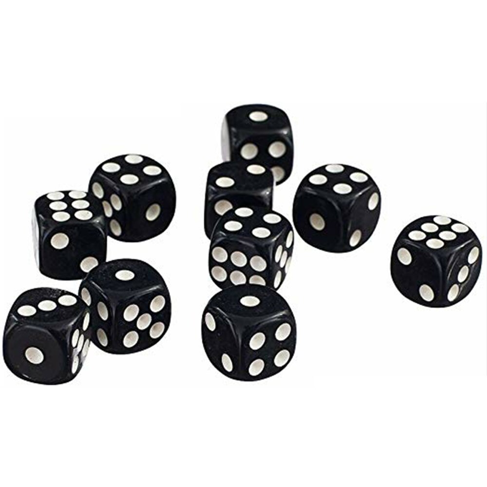 50 stuks 12mm Zwart Acryl Dobbelstenen Ronde Zes Zijdige D6 D & D RPG KTV Bar Party Dice Game