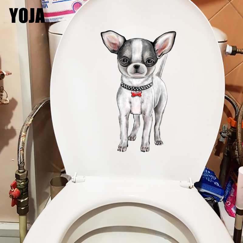 Yoja 14.6 × 23.6Cm Hand Getrokken Chihuahua Badkamer Wc Decoratie Thuis Kamer Muurstickers T1-2987