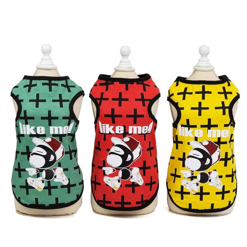 Pet Dog Cat Vest 20 Running Kid Cartoon Style Vest with Monkey Print on Short Sleeve yorkshire terrier