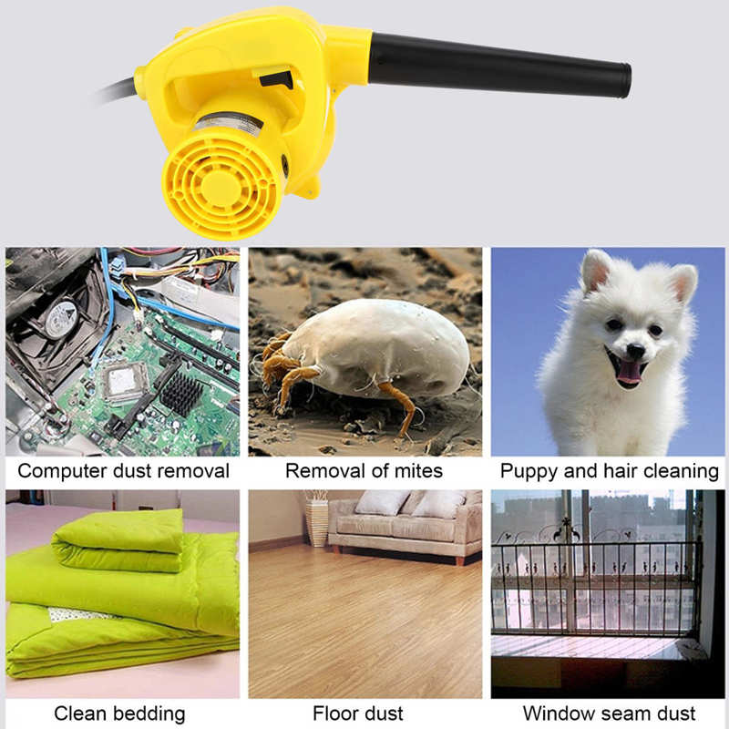 Multifunction Air Blower Hand Held Electric Air Blower Dust Leaf Cleaner for Home Garden Yellow EU 220V-240V Leaf Blower