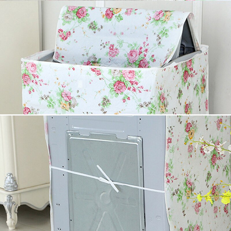 Thicken PEVA Washing Machine Cover Floral Plaid Print Sunscreen Dust Proof Cover Waterproof Case for Automatic Washing Machine