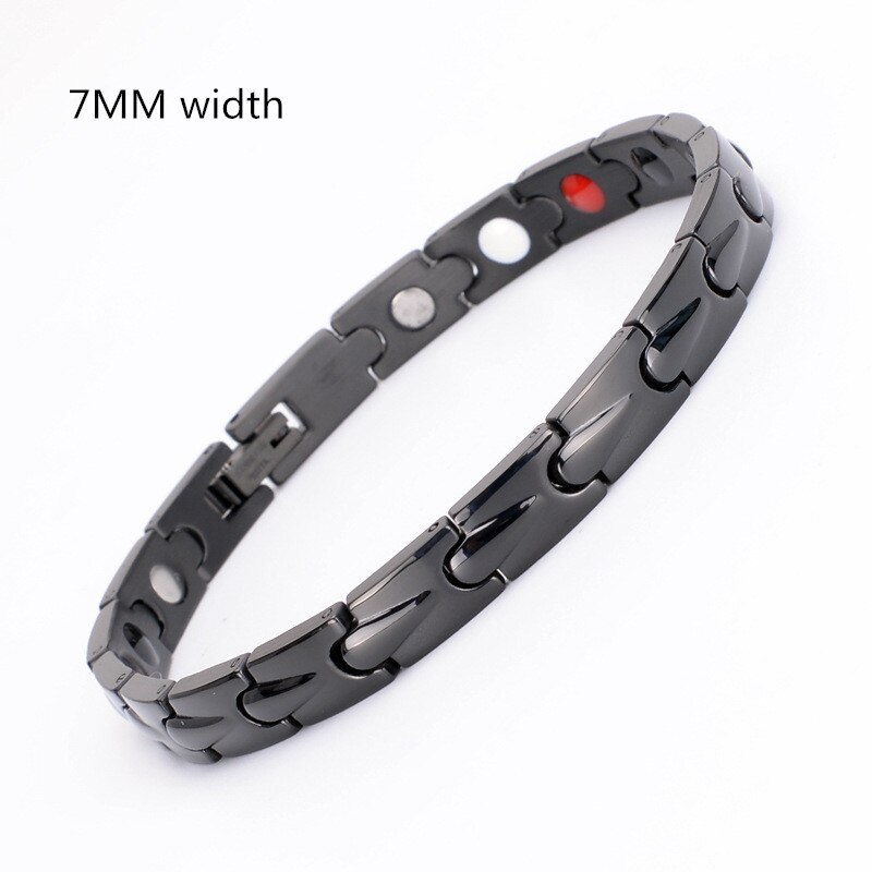 Neue Magnetische Energie Armbinde Für Männer Frauen Arthritis Bio Magnet Therapie Titan Stahl Armbänder Armreif Gesundheit Pflege Schmuck: 7mm Schwarz