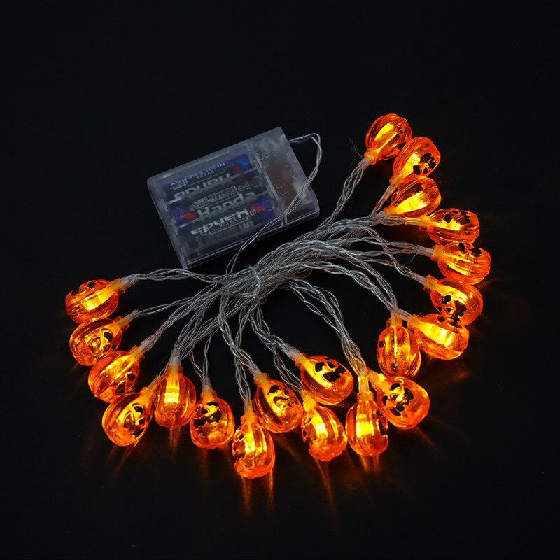 Halloween String Lights Ghost Face Pumpkin Skeleton Ghost String Light Ghost Hand Spider Bat Decorative String Light: Round pumpkin1.5m