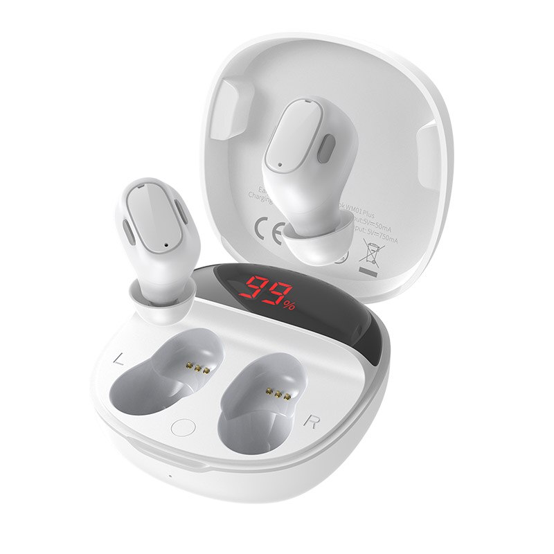 Baseus WM01 Plus TWS casque sans fil stéréo vrai sans fil écouteur Bluetooth 5.0 écouteurs combiné pour iPhone Xiaomi Huawei: White