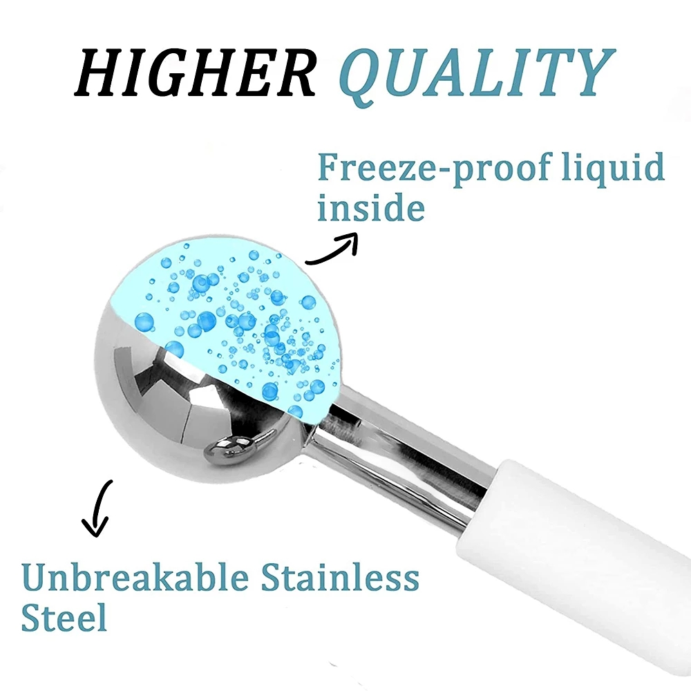 Mini globos de hielo de acero inoxidable, palos criogénicos para cara, ojos, rodillo frío, globo de enfriamiento para hinchazón, arrugas, círculo oscuro, 2 uds.