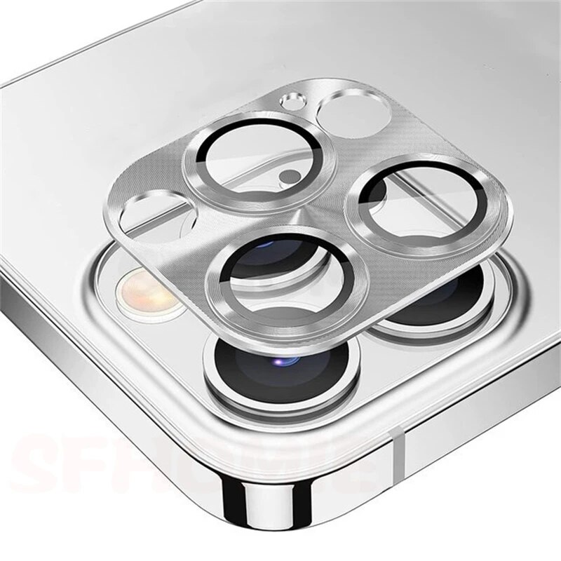 Camera Lens Protector voor iPhone 11 15 14 12 13 Pro Max Titanium Metalen Camera Cover Scherm Metaal Glas Voor iPhone 14 15 Pro MAX: Zilver / Bundle5