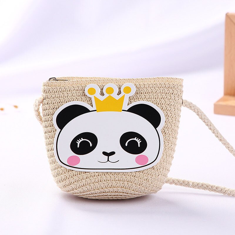 10 Kleuren Kinderen Meisjes Schoudertas Leuke Panda Stro Messenger Bag Kids Sleutels Portemonnee Schattige Prinses Mini Handtas: 7