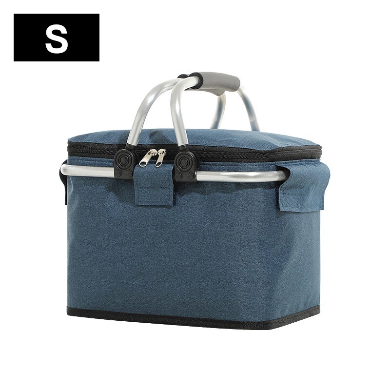 30L Folding Picnic Camping Basket Large Insulated Shopping Cooler Home Storage Hamper Bag Box Outdoor Picnic Organizer X593D: S blue